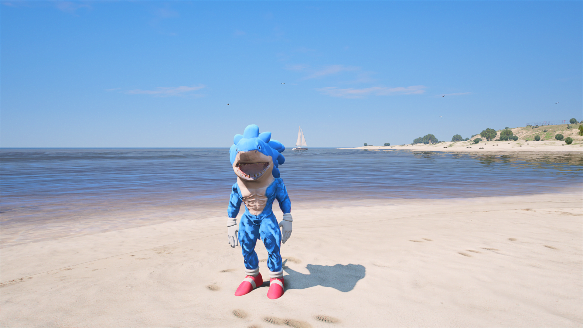 GTA 5 Mods Shark Sonic Addon Ped (V5)