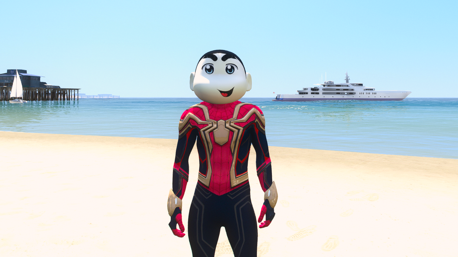 GTA 5 Mods Shinchan Head Spiderman Addon Ped
